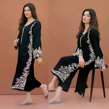 Lajwanti 2Pc Embroidered Lawn Suite With Fully Embroidered trouser & Patches zab725